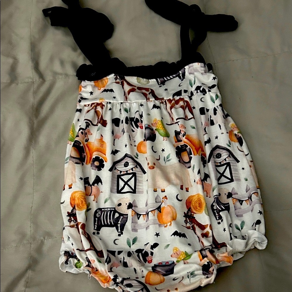 Adorable Halloween Farm Animal Print toddler Romper